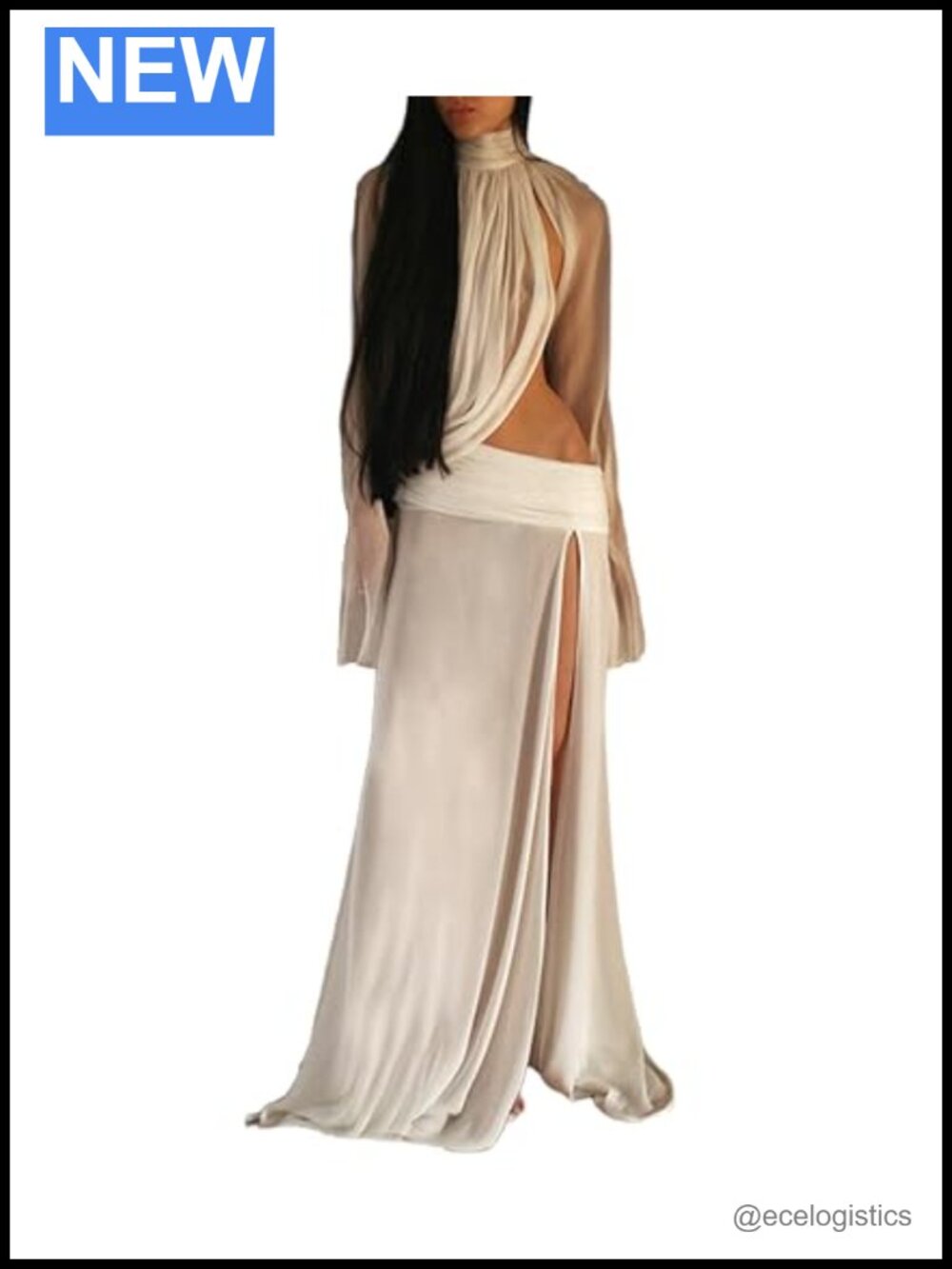 Sexy Two Piece Skirt Set for Women Hollow Long Sleeve Maxi Skirt Outfit Club